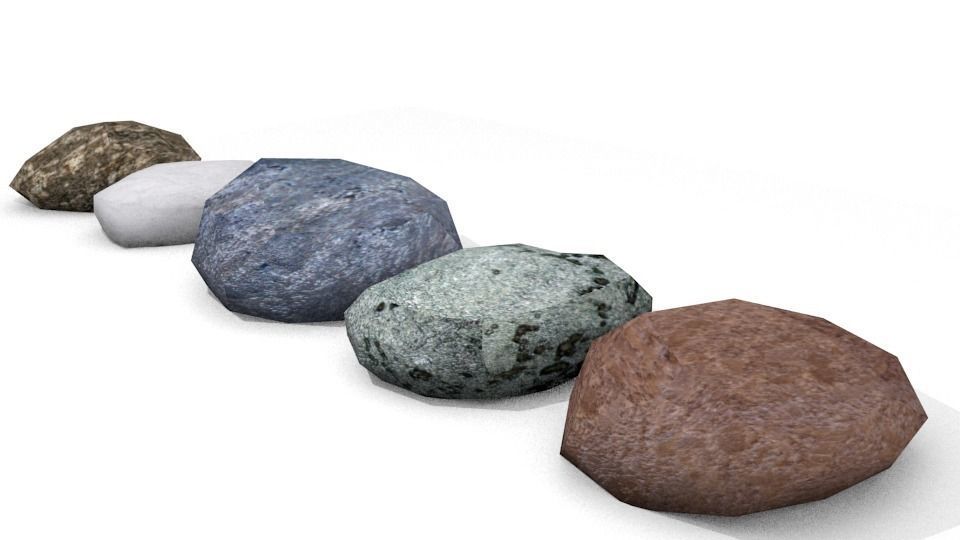 Low-Poly Rock Set 5 Different Rocks Low-poly 3D model_2