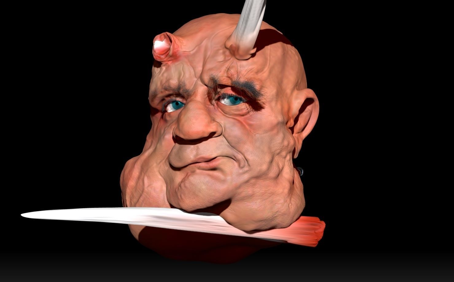 broken demon horn  3D print model_6