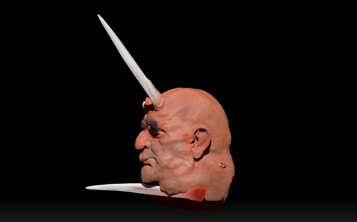 broken demon horn  3D print model_9