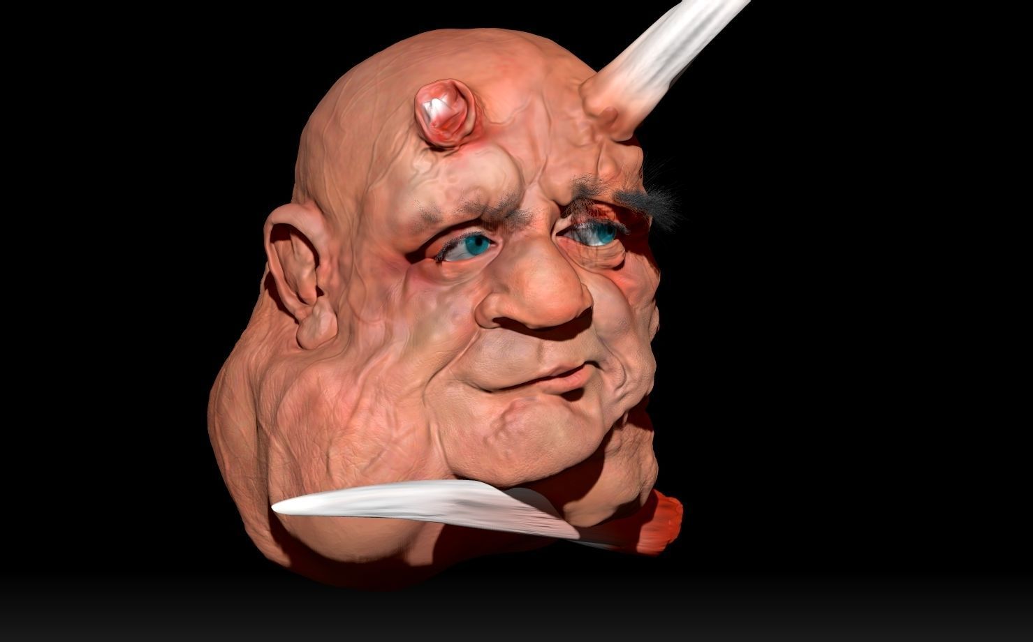 broken demon horn  3D print model_7