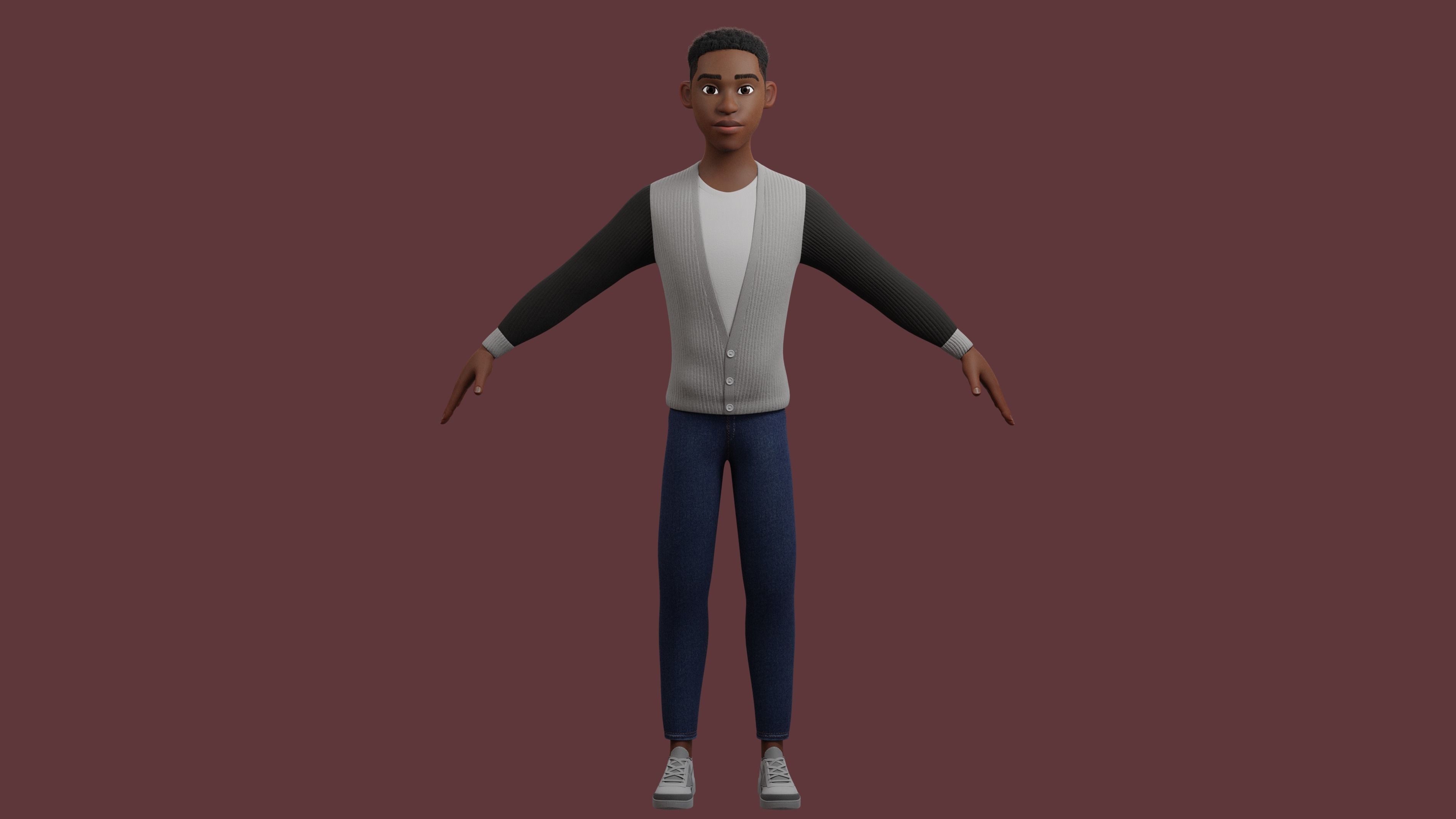 Stylized Boy NOT Rigged 3D model_17