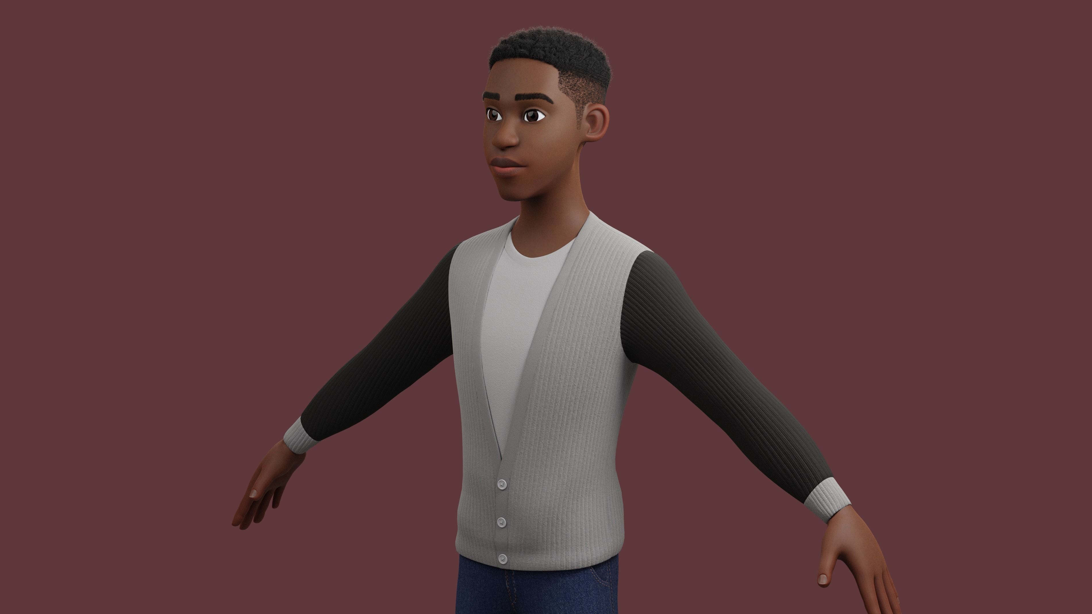 Stylized Boy NOT Rigged 3D model_10
