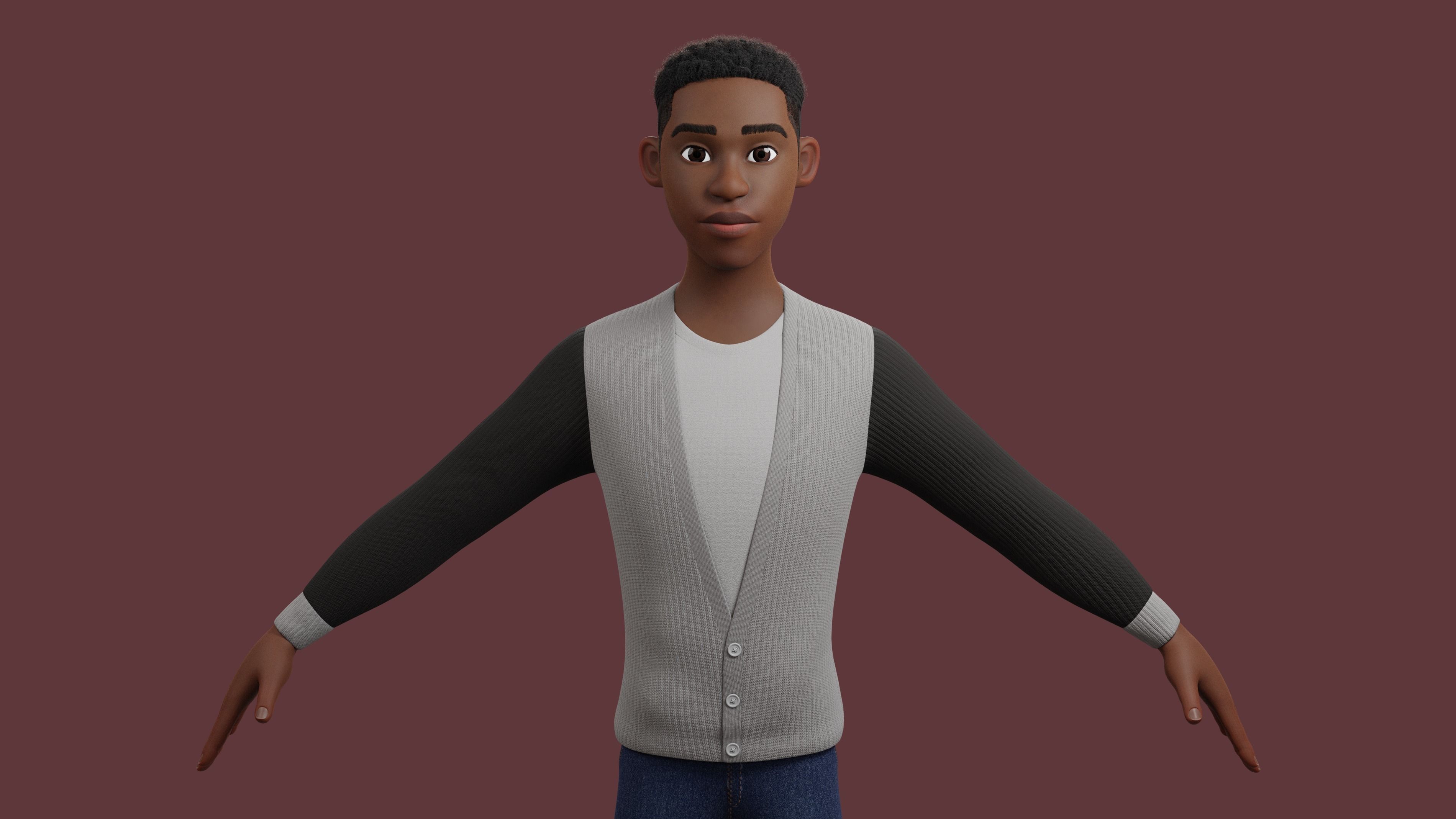 Stylized Boy NOT Rigged 3D model_9