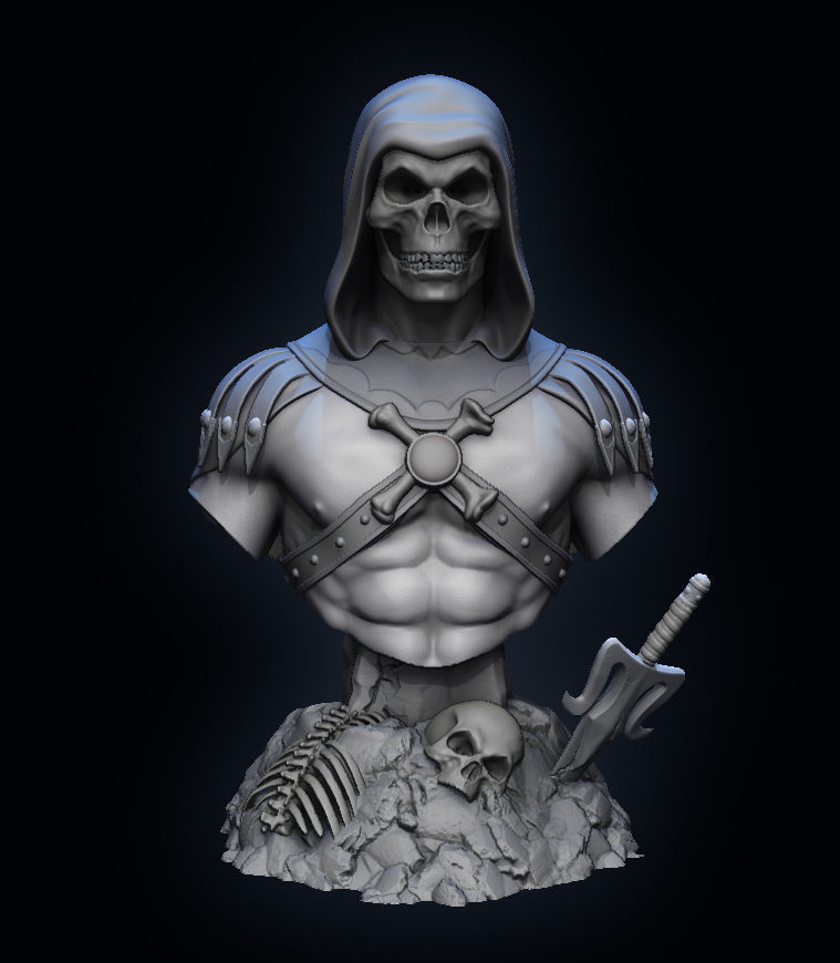 Skeletor he-man bust 3D print model_1