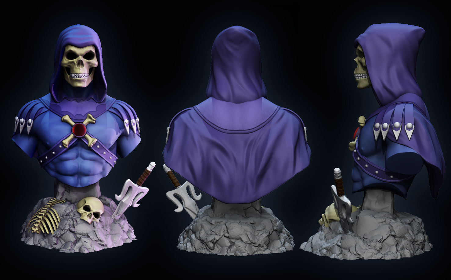 Skeletor he-man bust 3D print model_3