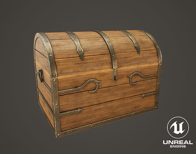 Medieval Treasure Chest - Wooden Chest VII Low-poly 3D model
