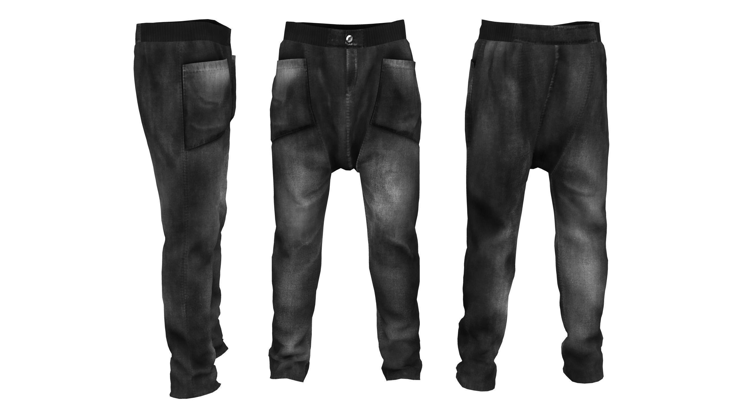 Male Baggy Skinny Jeans Low-poly 3D model_3