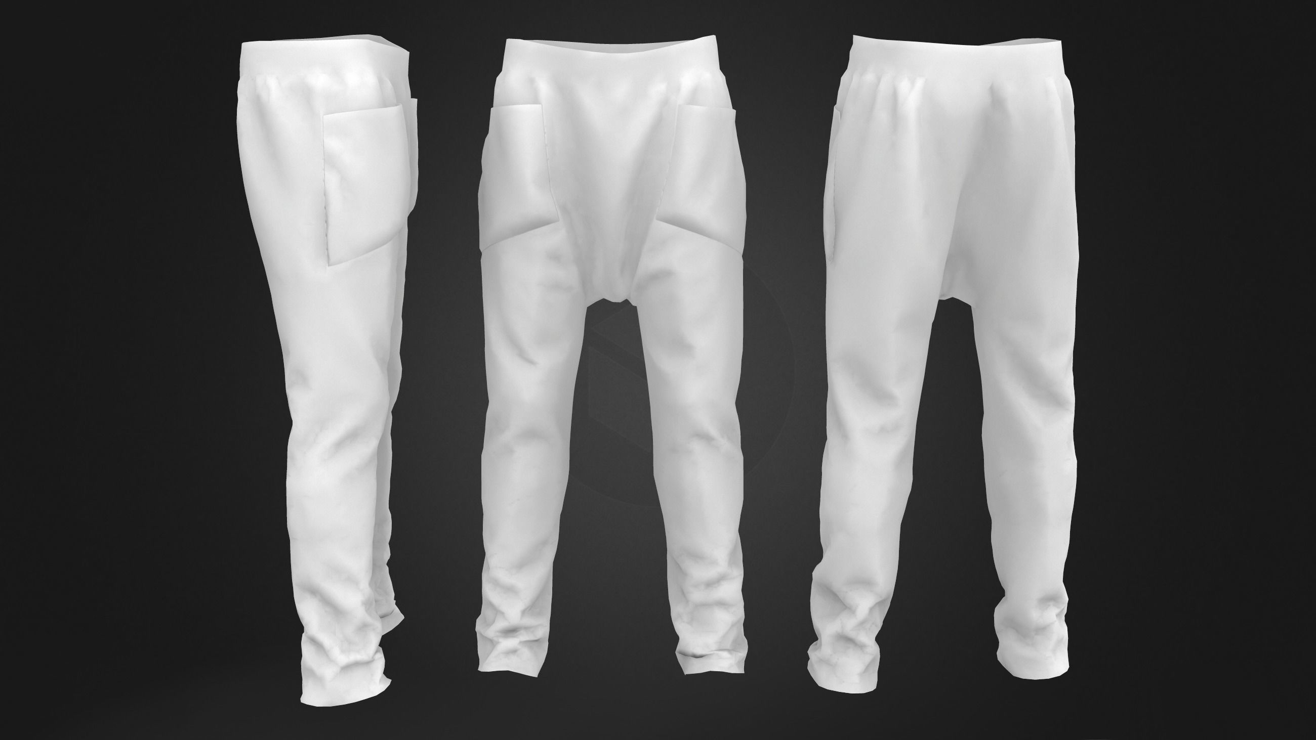 Male Baggy Skinny Jeans Low-poly 3D model_6