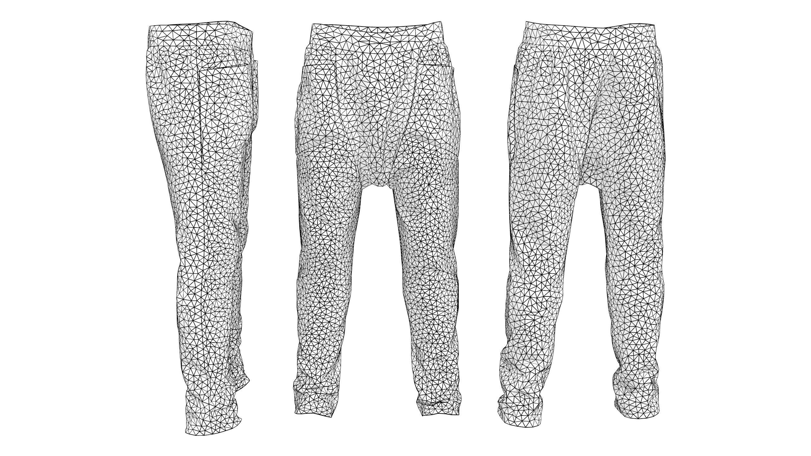 Male Baggy Skinny Jeans Low-poly 3D model_5