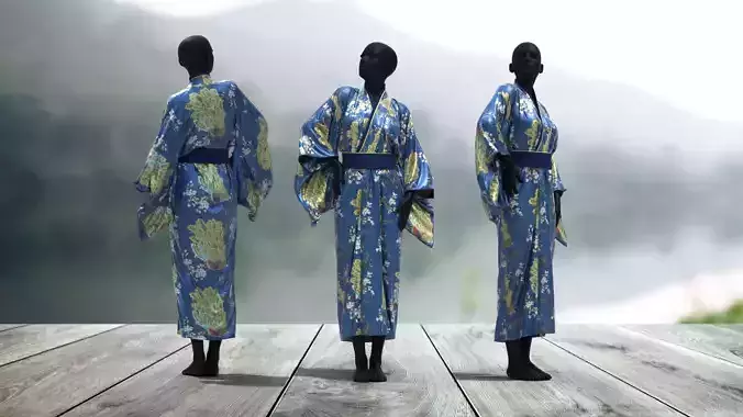 Realistic 3D model of Chinese Kimono