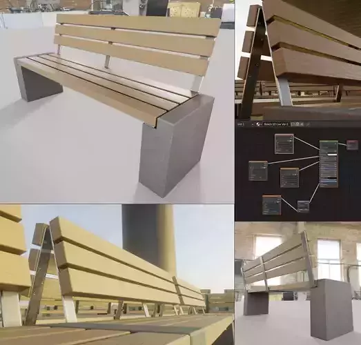 Street Bench 10 Version 2 Low-poly 3D model