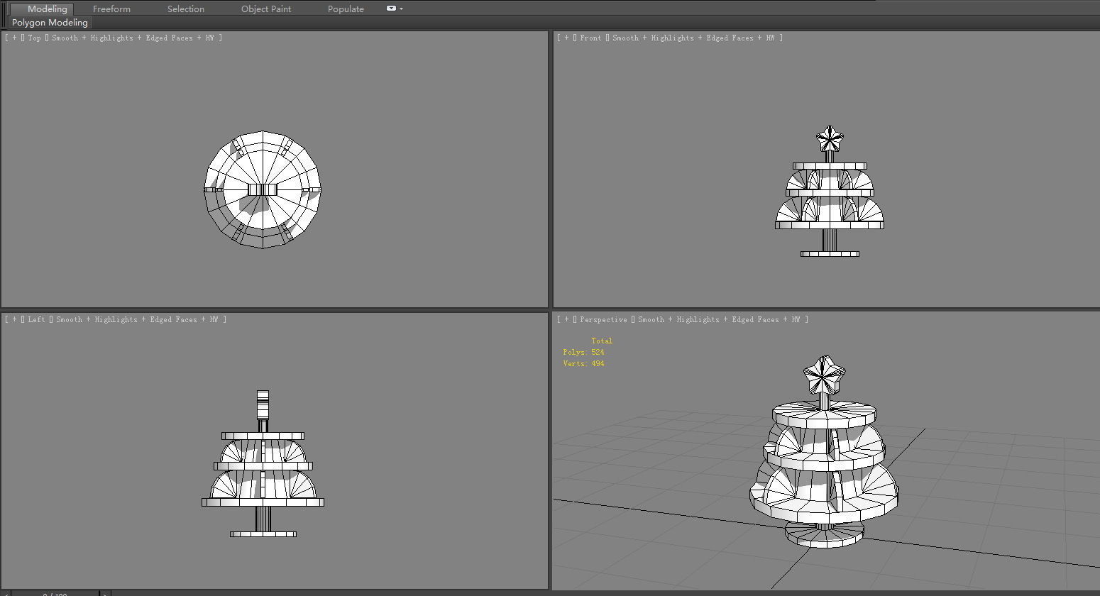 Cartoon snack wooden shelf - three layers Low-poly 3D model_5