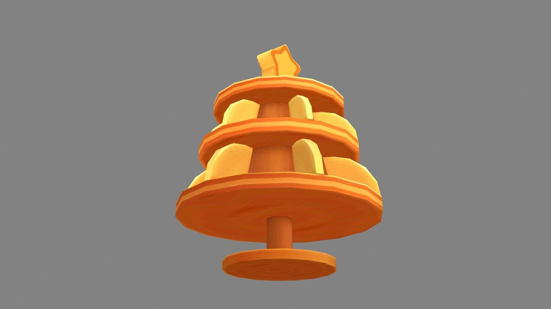 Cartoon snack wooden shelf - three layers Low-poly 3D model_2