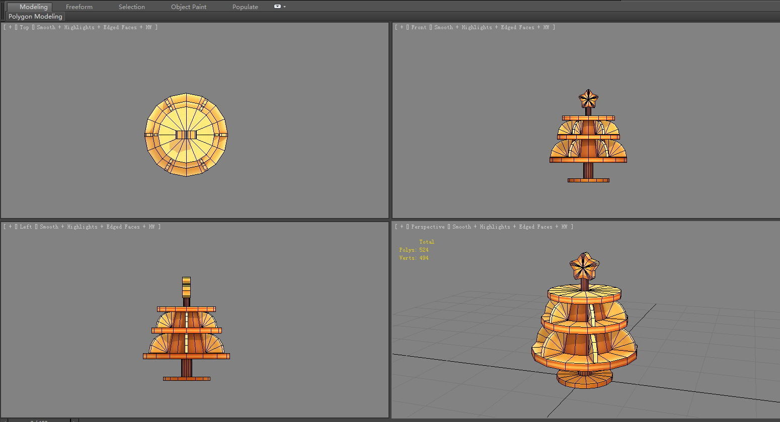 Cartoon snack wooden shelf - three layers Low-poly 3D model_4