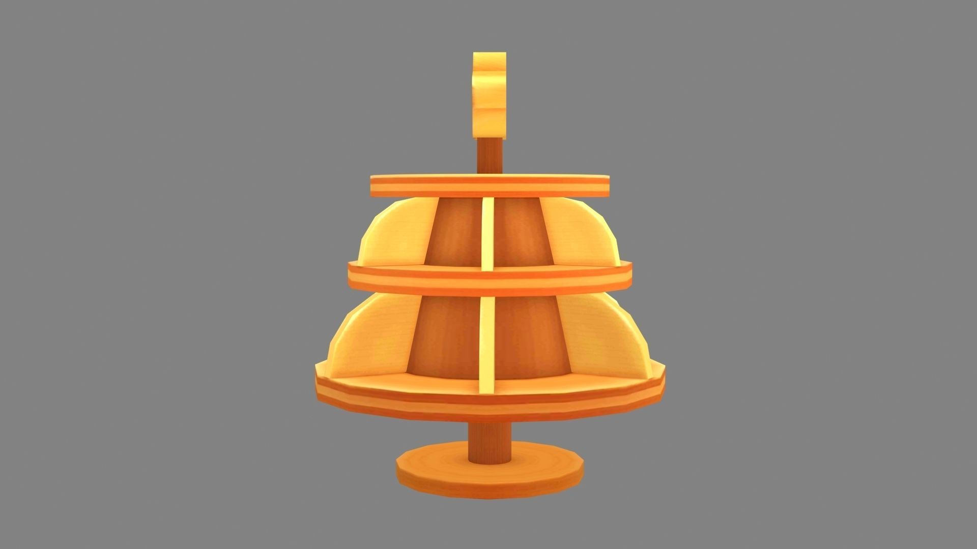 Cartoon snack wooden shelf - three layers Low-poly 3D model_1