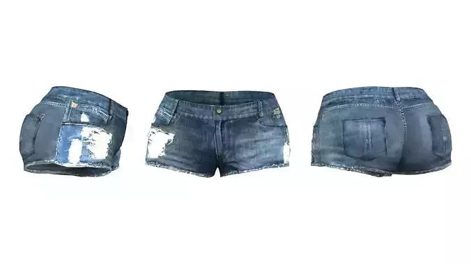 Ladies Ripped Denim Shorts