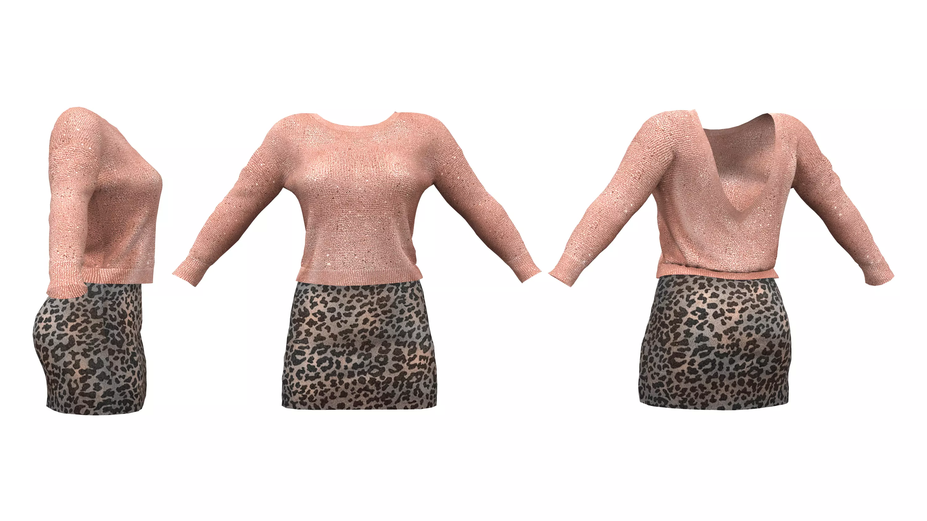Ladies Bourgeois Outfit Low-poly 3D model