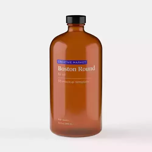 Boston Round Glass Bottle 32oz