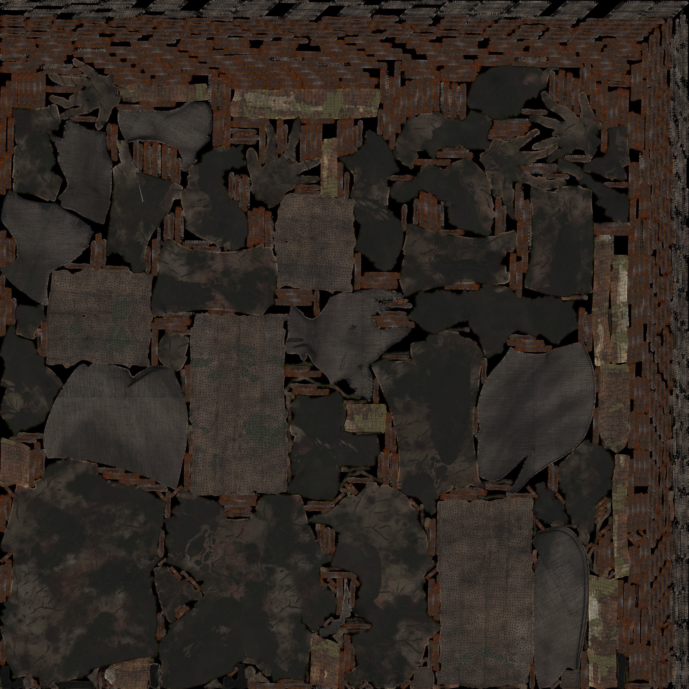 Scarecrow high poly skeleton on stick 3D model_9