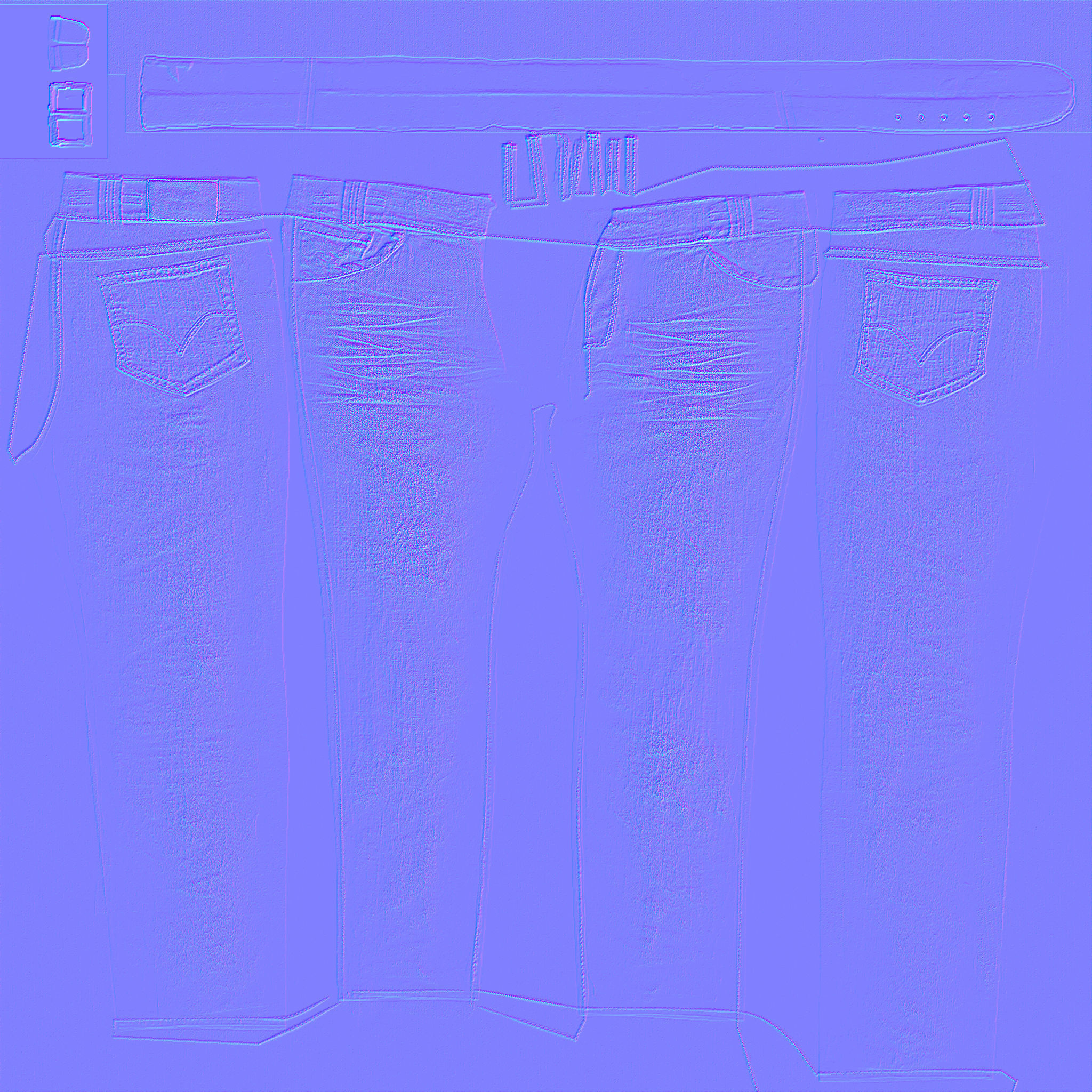 Pants With Open Belt Low-poly 3D model_11