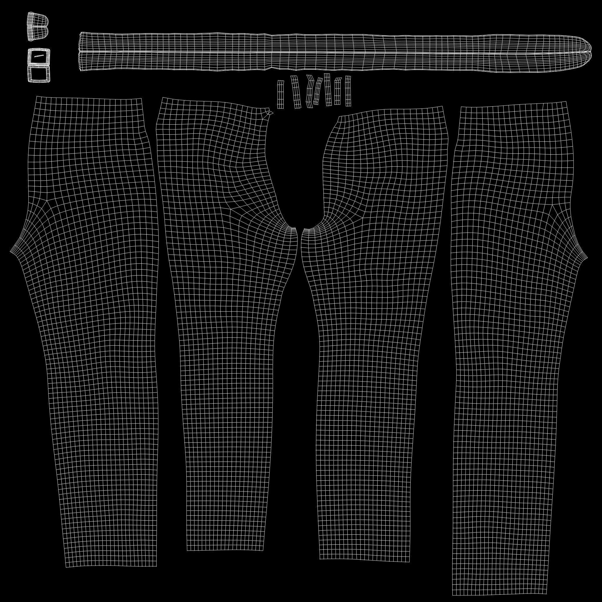 Pants With Open Belt Low-poly 3D model_14