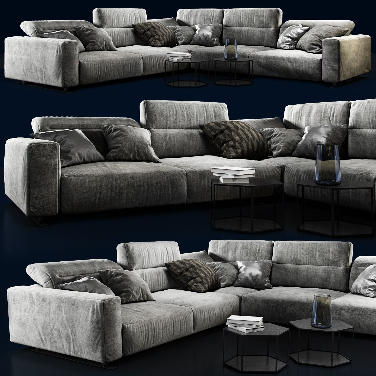 L sofa sectional 3D model_2