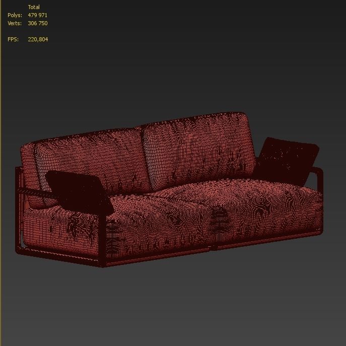 Alhena 2 seater sofa fabric with metal legs 3D model_4