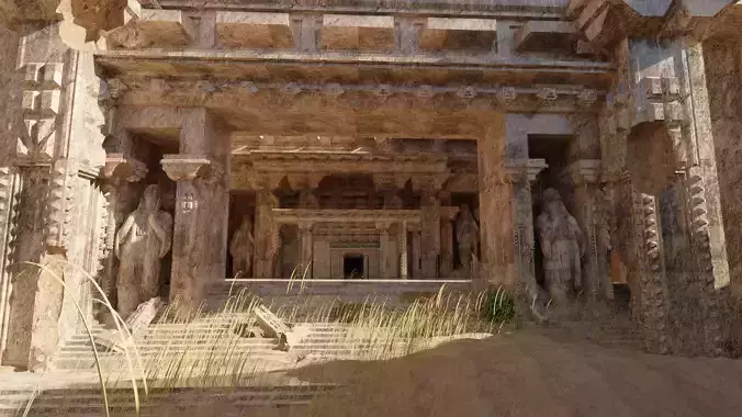 old temple ancient ruins made in blender 
