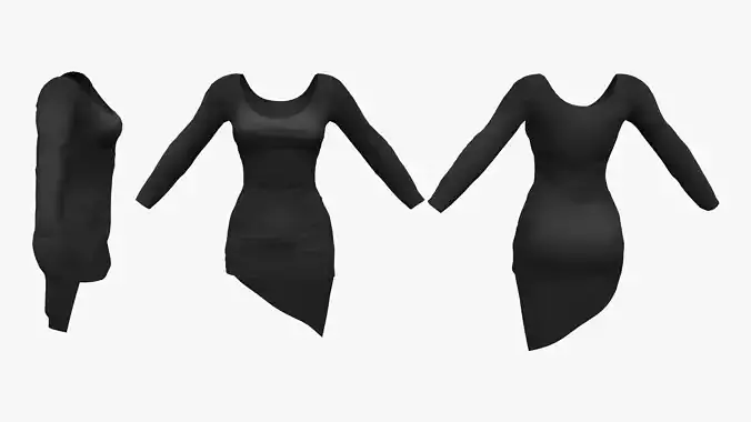 Asymmetric Long Sleeve Mini Dress