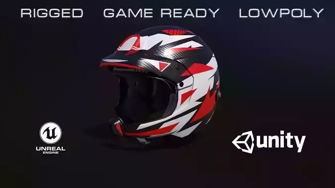 Rally helmet Low-poly 3D model