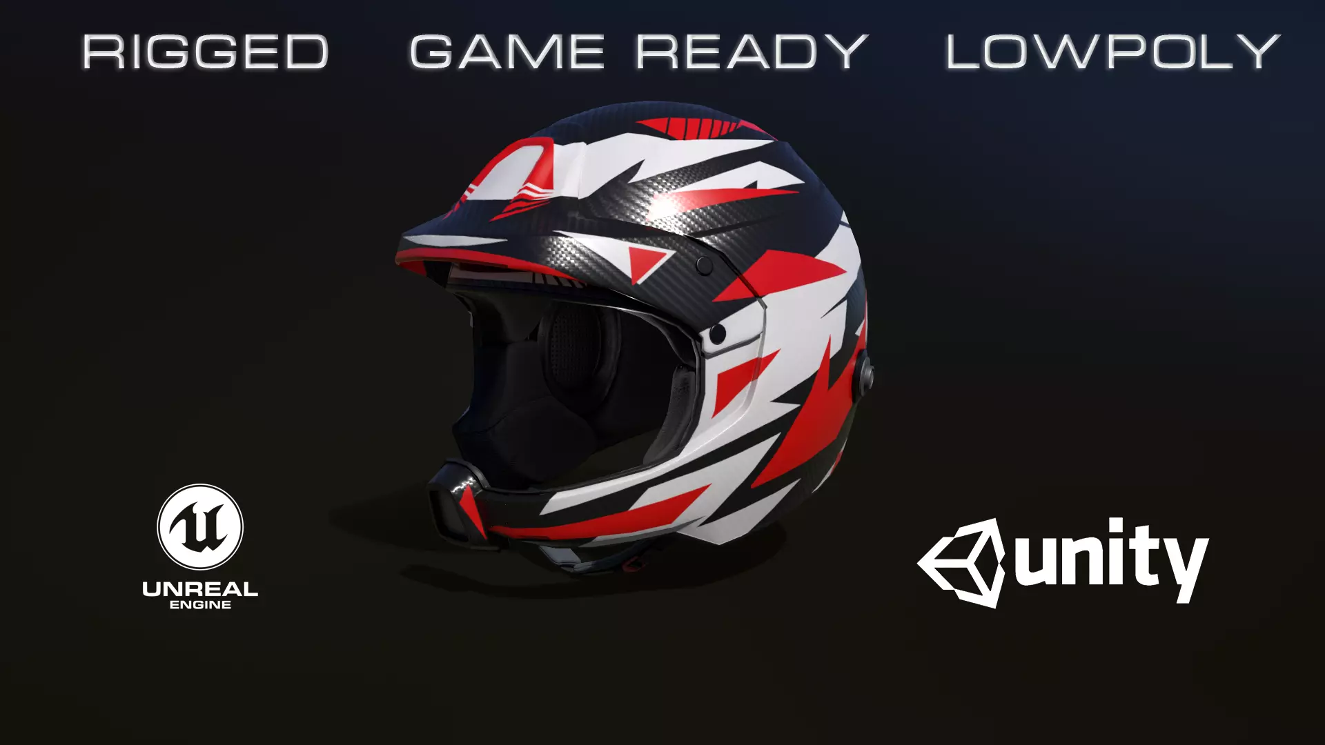 Rally helmet Low-poly 3D model_0