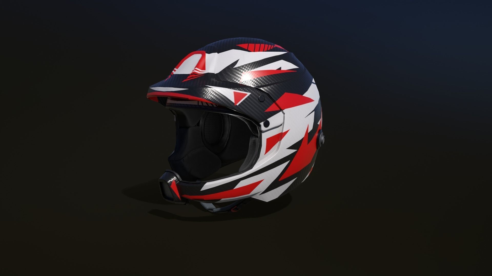 Rally helmet Low-poly 3D model_1
