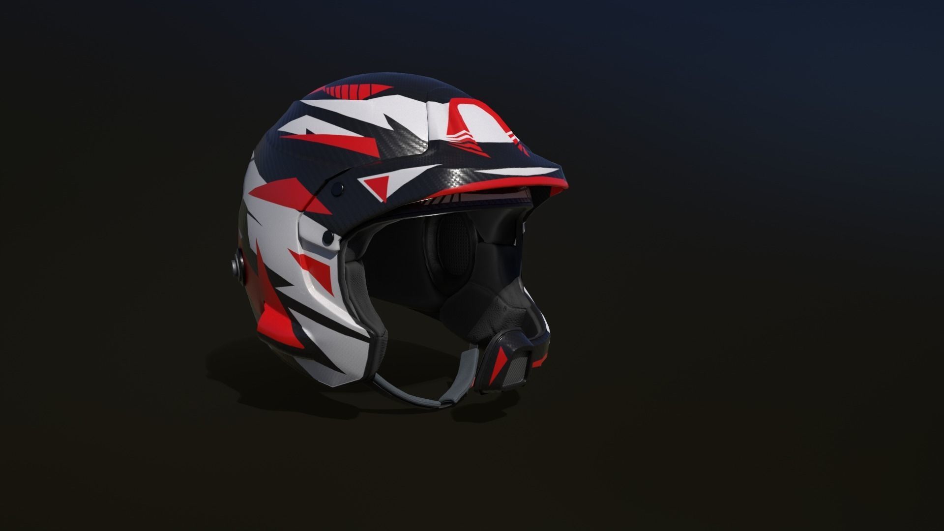 Rally helmet Low-poly 3D model_3