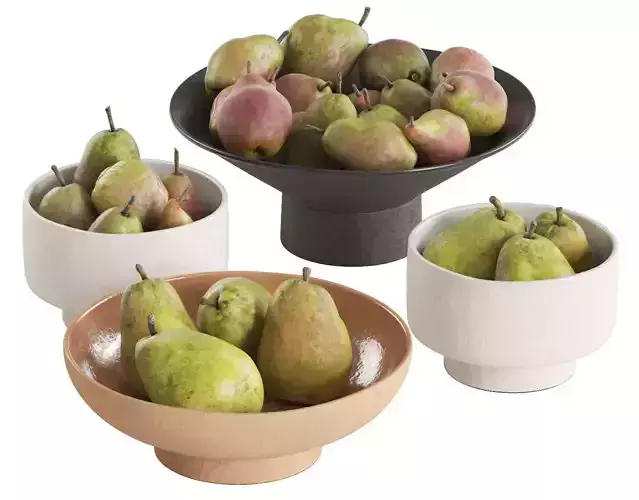 Pears in ceramic bowls