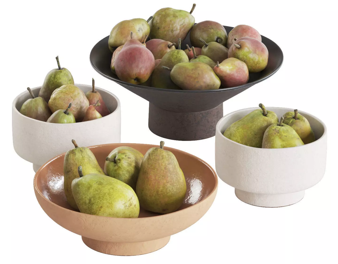 Pears in ceramic bowls 3D Model Collection_0