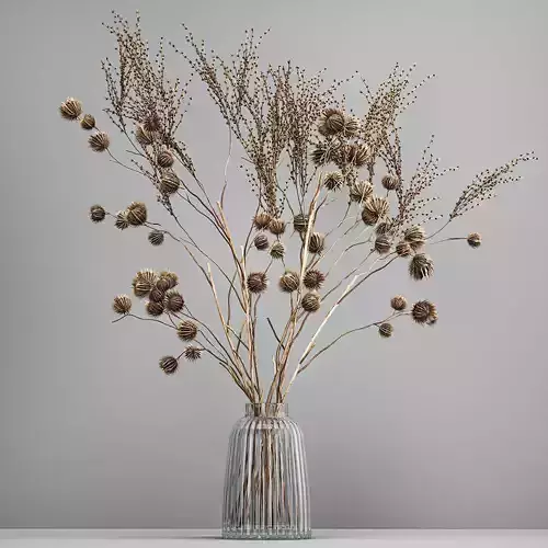 Bouquet of dried flowers in a glass vase 183