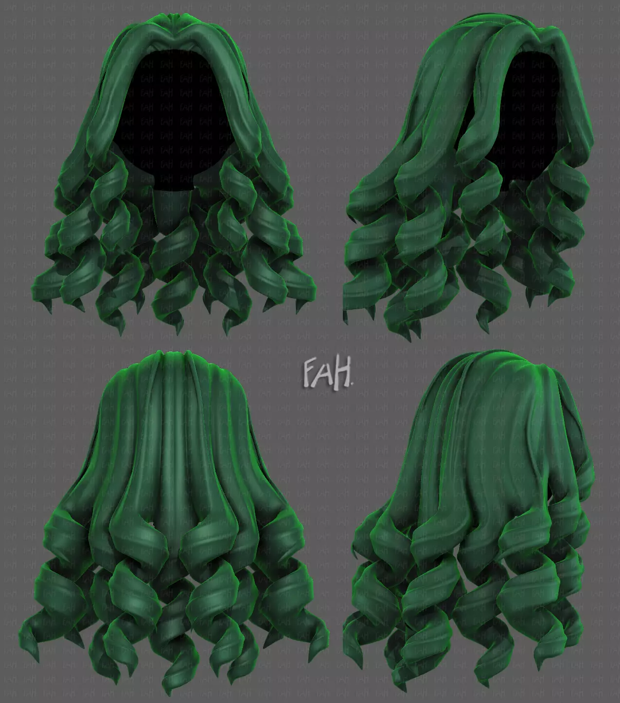 3D Hair style for girl V94 Low-poly 3D model_0