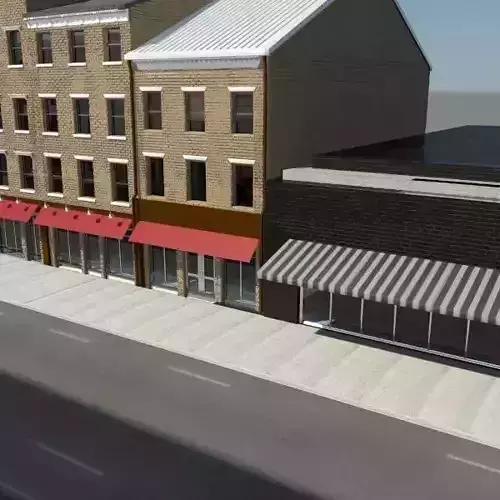 City Buildings and Street 3D model