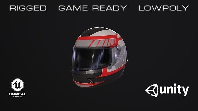 Racing helmet Low-poly 3D model