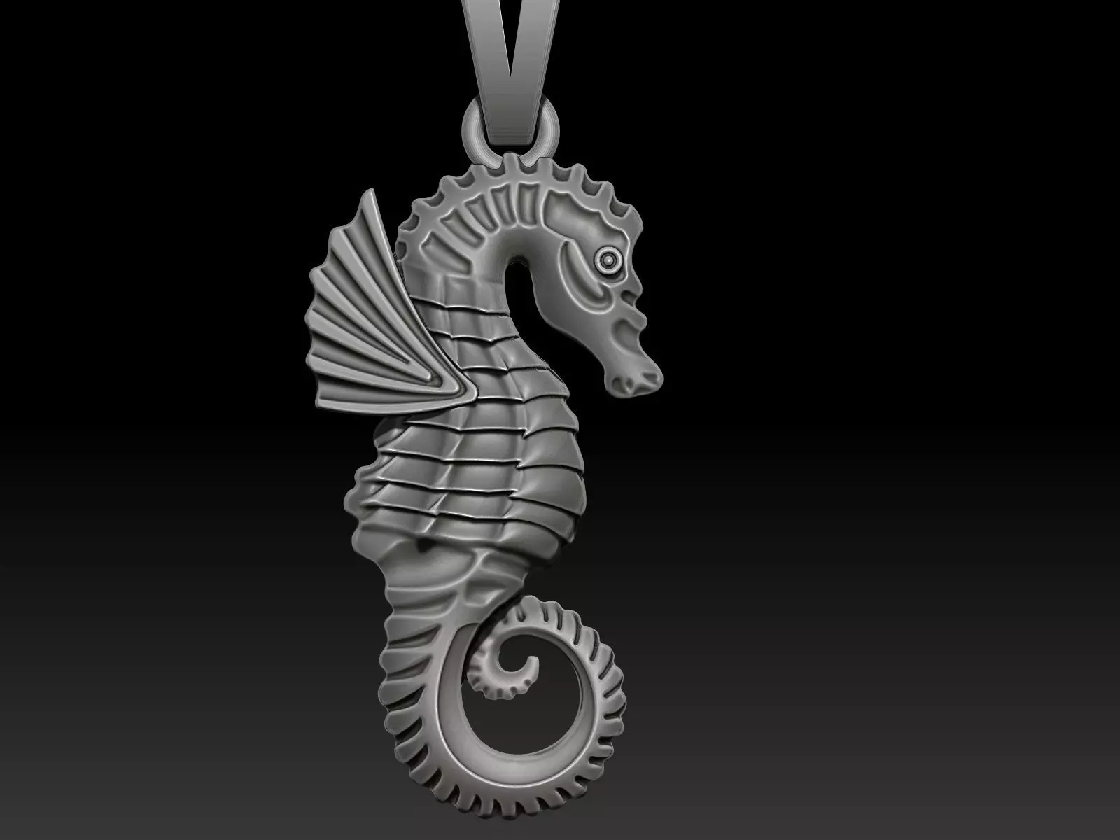 Seahorse Sculpture pendant jewelry Gold necklace 3D print model_0
