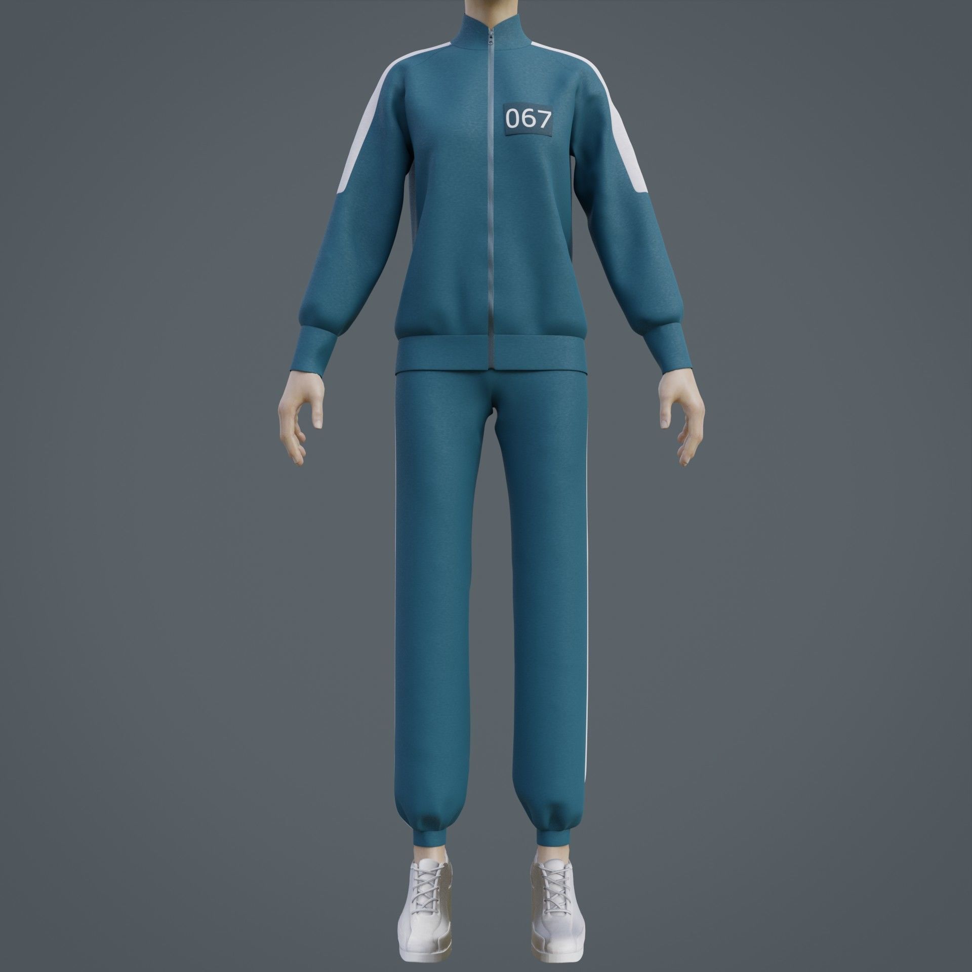 Squid Game Players Uniform - 067 Female Tracksuit Costume 3D model_3