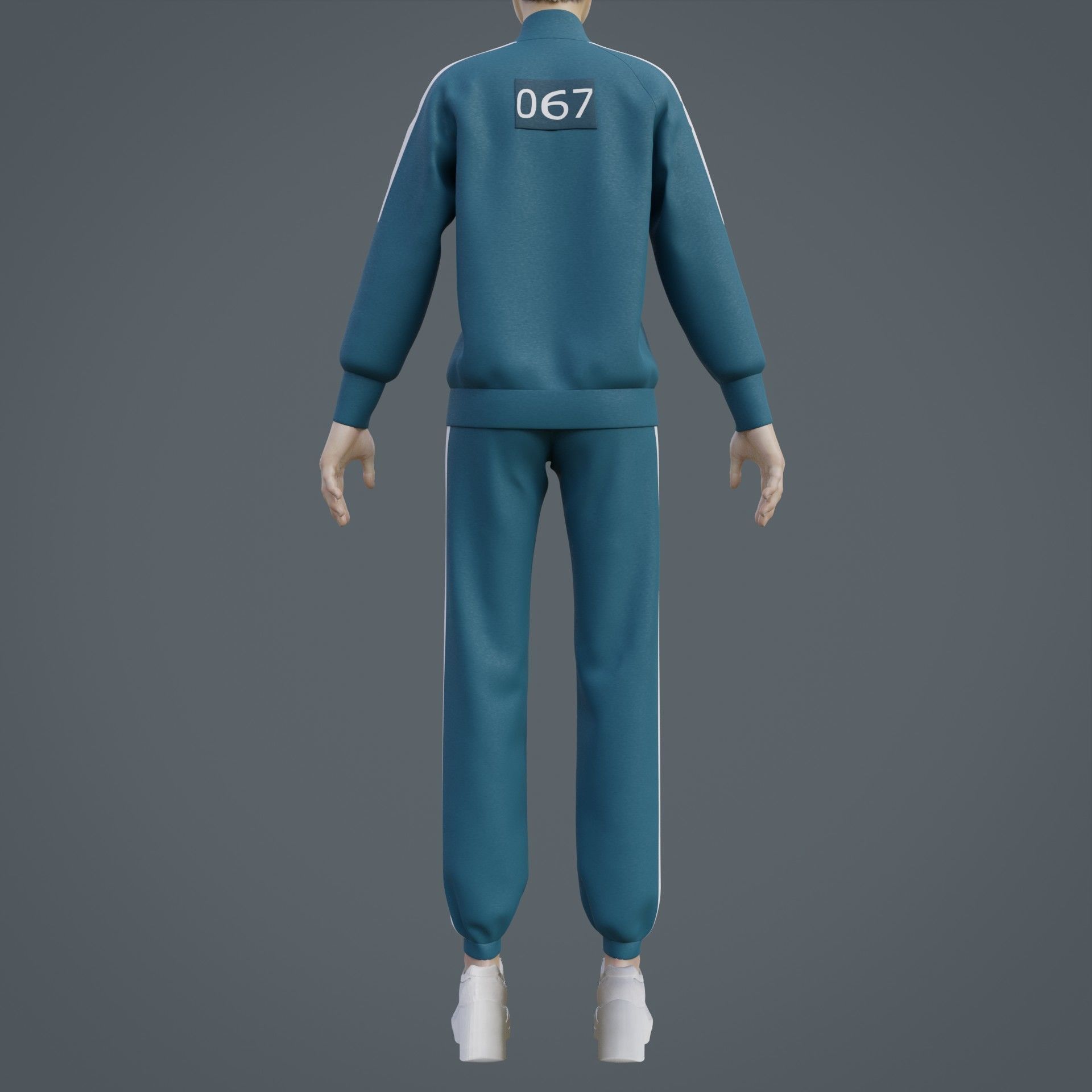 Squid Game Players Uniform - 067 Female Tracksuit Costume 3D model_5