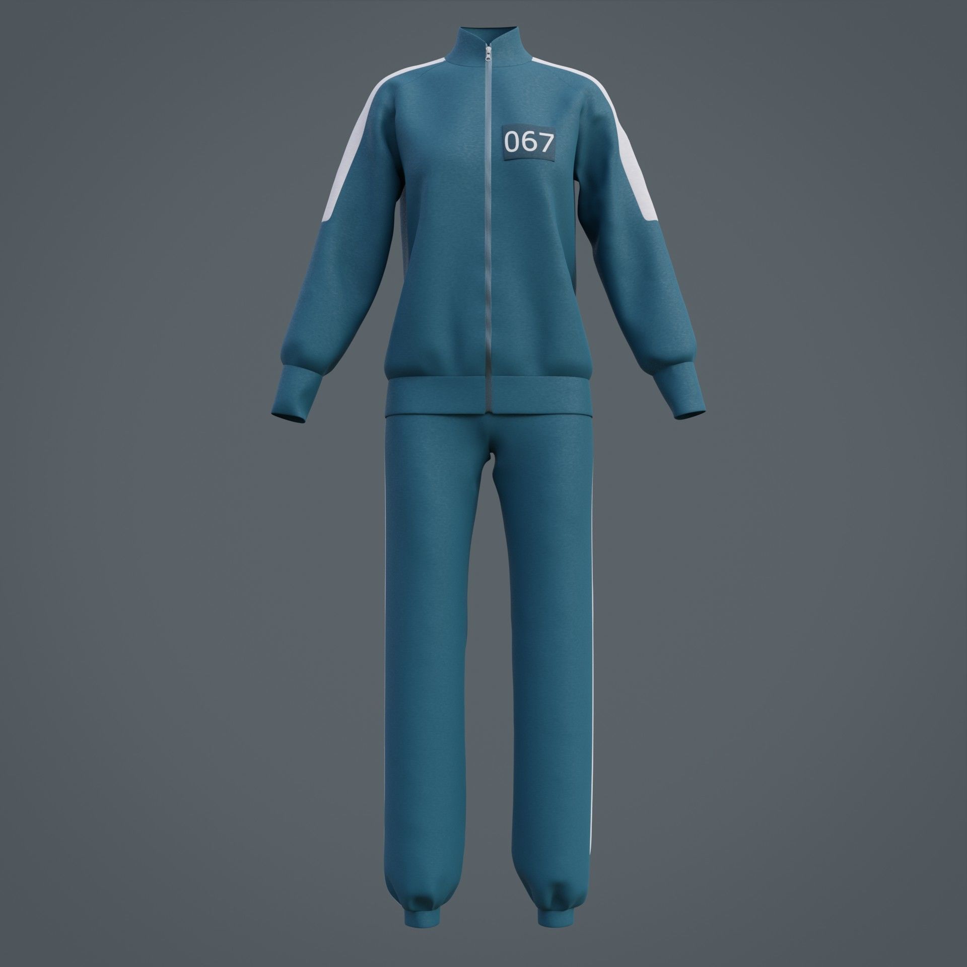 Squid Game Players Uniform - 067 Female Tracksuit Costume 3D model_19