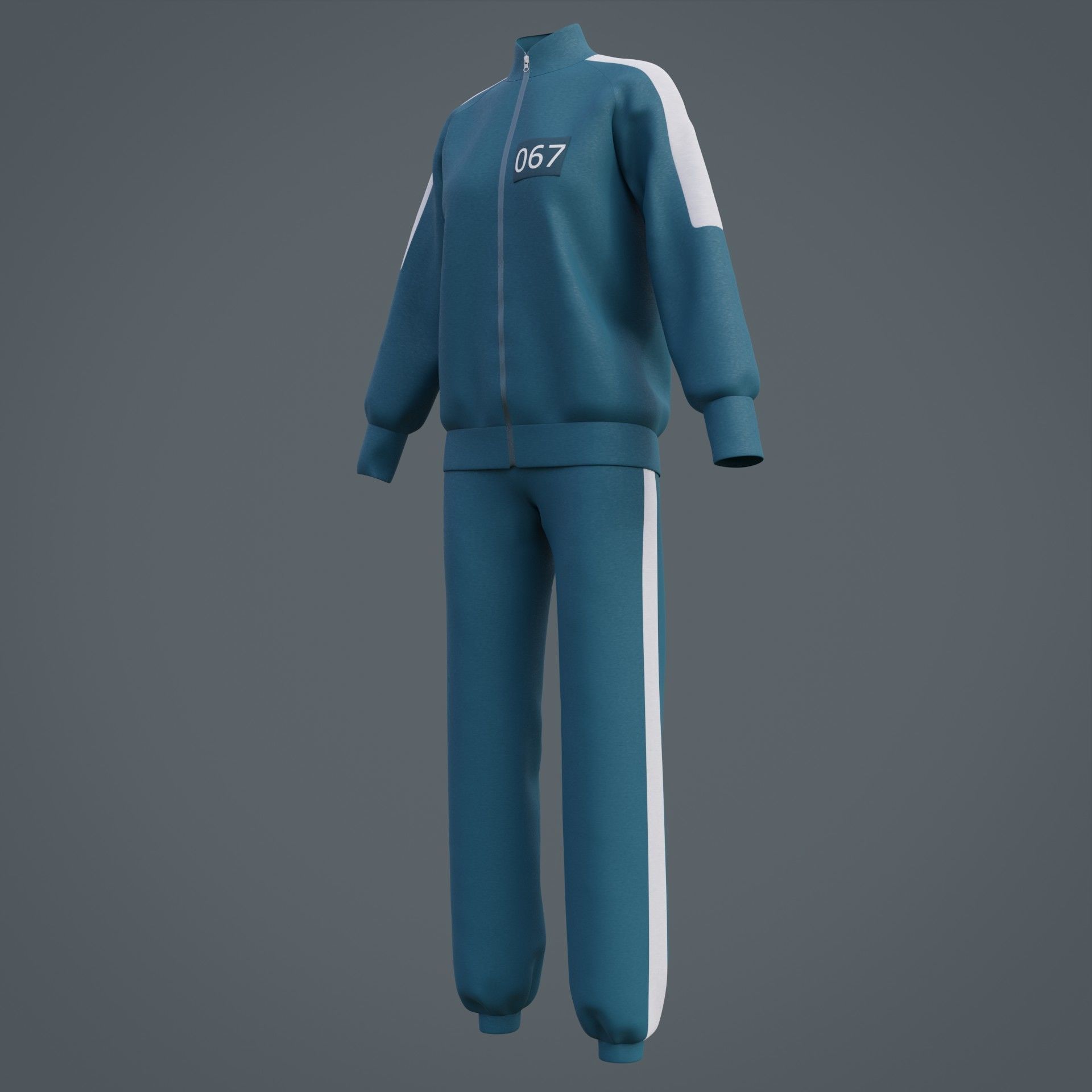 Squid Game Players Uniform - 067 Female Tracksuit Costume 3D model_37