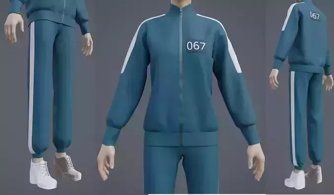 Squid Game Players Uniform - 067 Female Tracksuit Costume 3D model