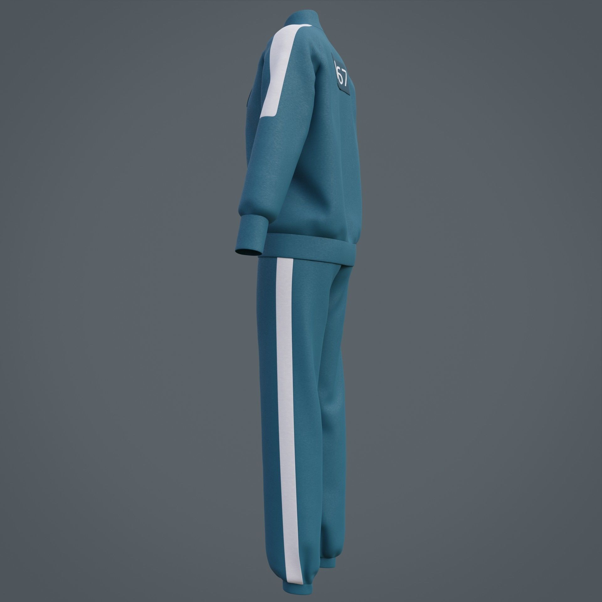 Squid Game Players Uniform - 067 Female Tracksuit Costume 3D model_33