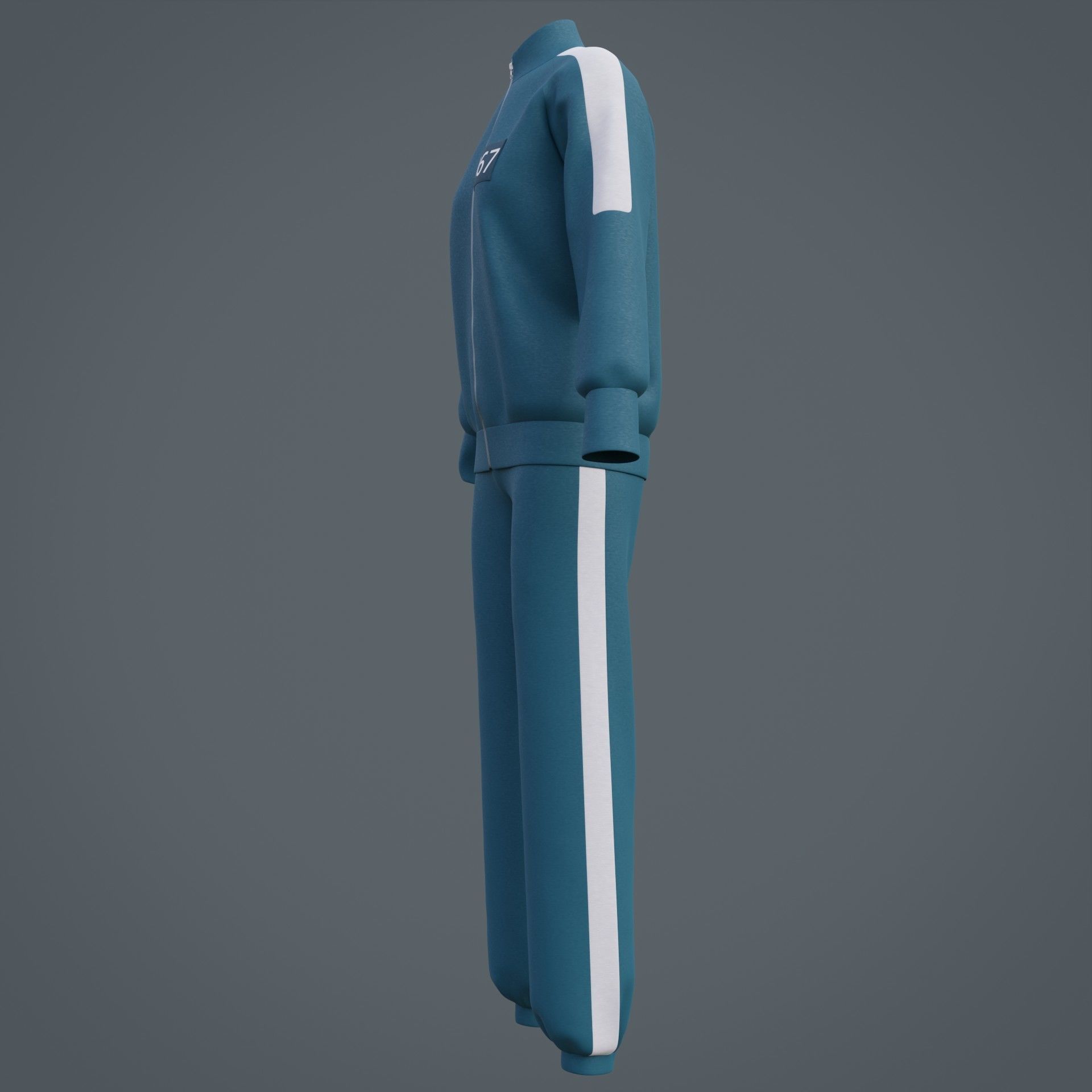 Squid Game Players Uniform - 067 Female Tracksuit Costume 3D model_35