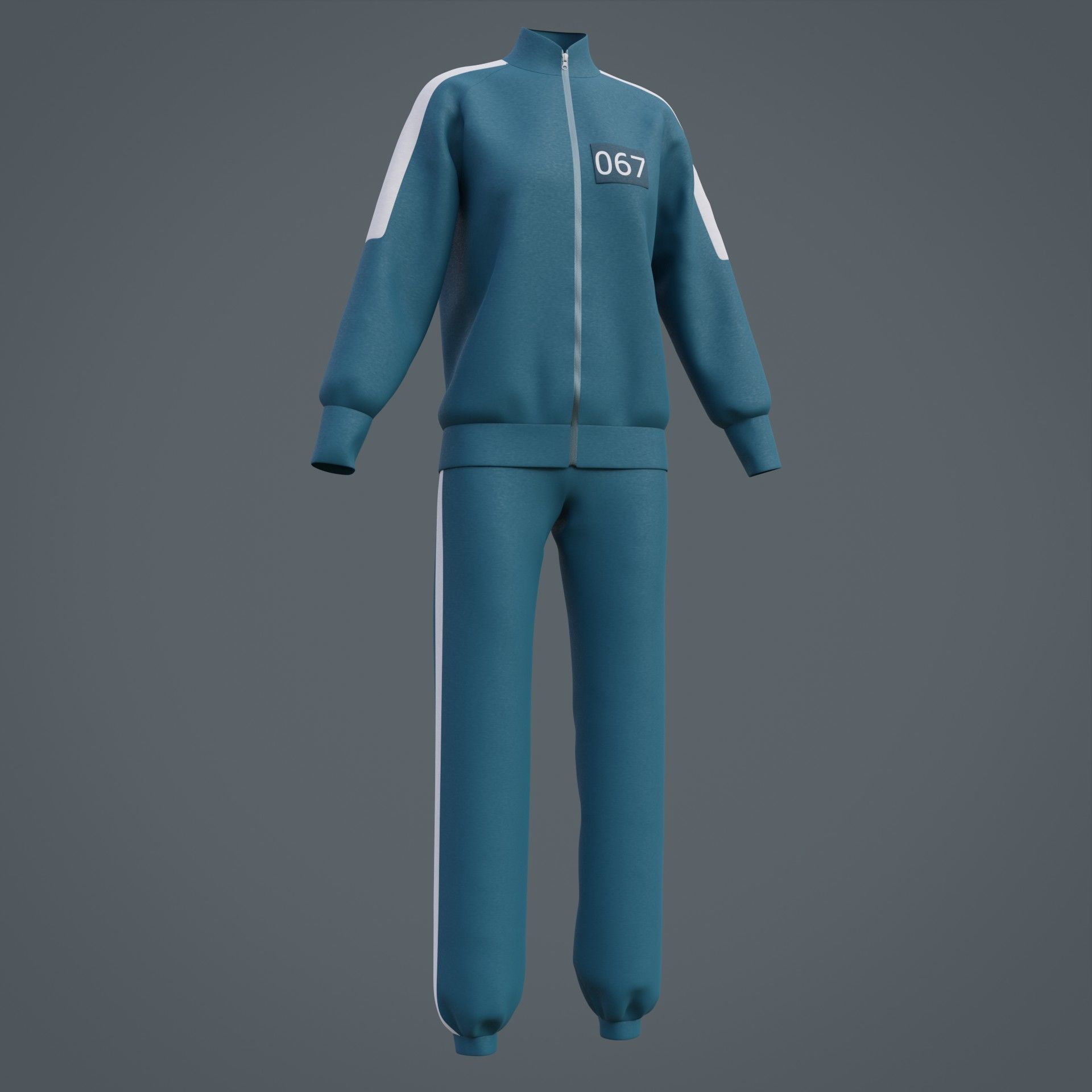 Squid Game Players Uniform - 067 Female Tracksuit Costume 3D model_20