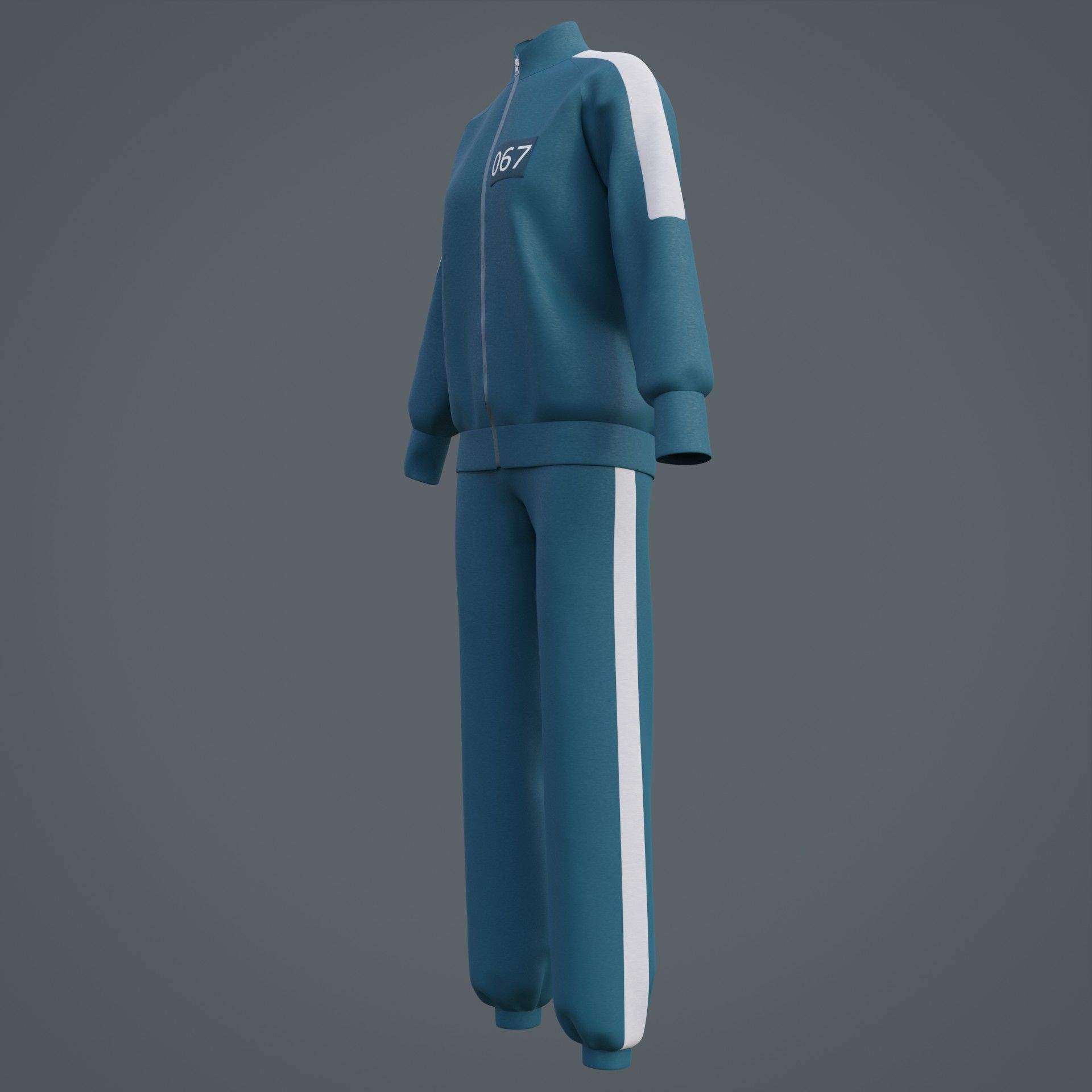 Squid Game Players Uniform - 067 Female Tracksuit Costume 3D model_36