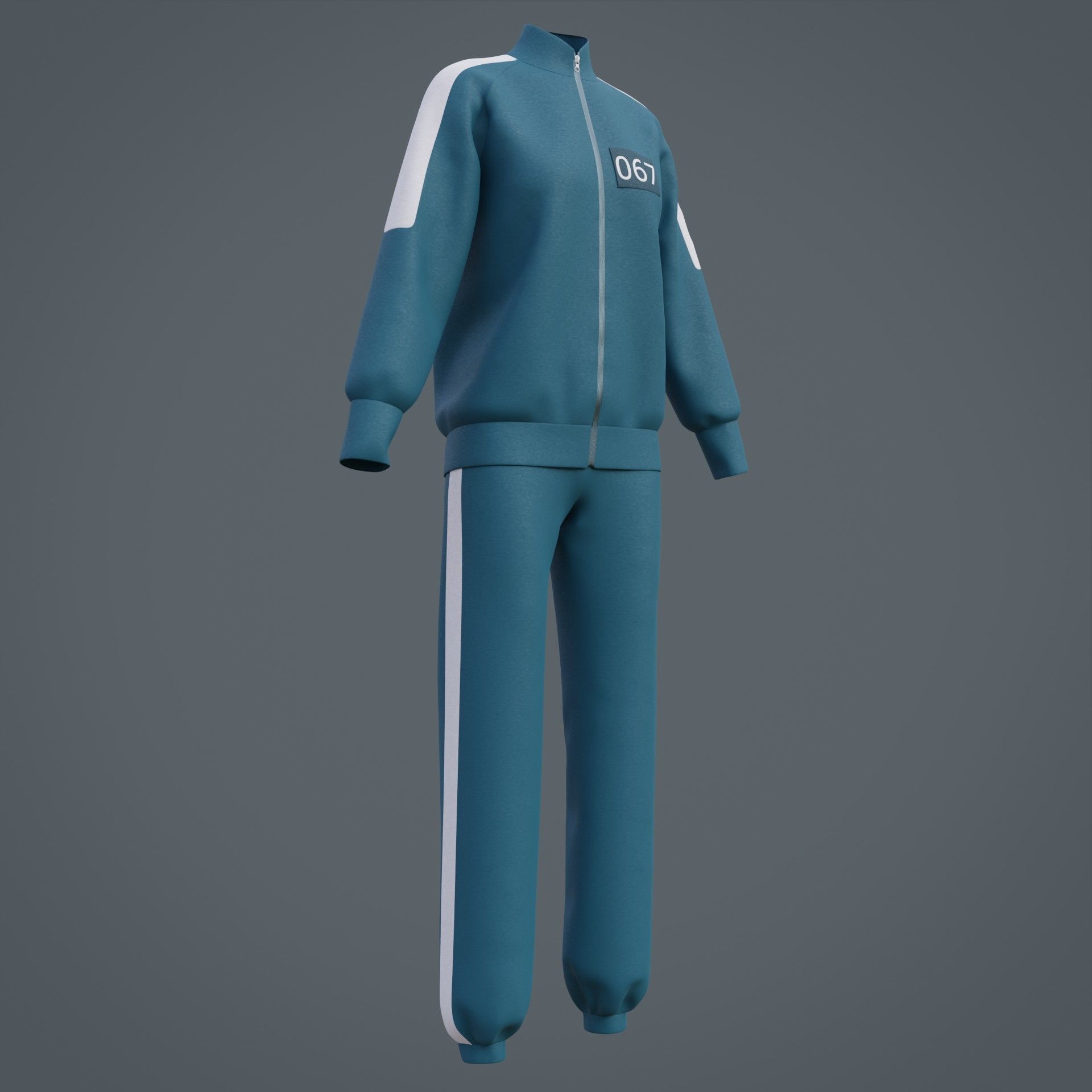 Squid Game Players Uniform - 067 Female Tracksuit Costume 3D model_21
